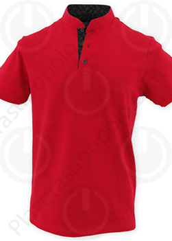 Playera Tipo Polo Cuello Mao Roja